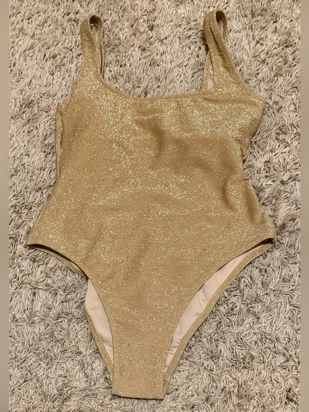 Love & Sports Metallic Shimmer Scoop Back One-Piece Tank Swimsuit Size: S (4-6)